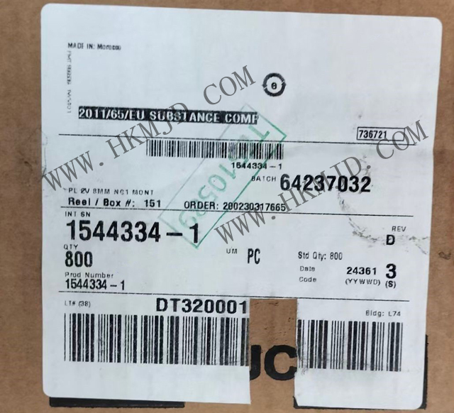 【TE泰科】汽車連接器 1544334-1 2 位置 體座 連接器 公型，接片 黑色 0.315