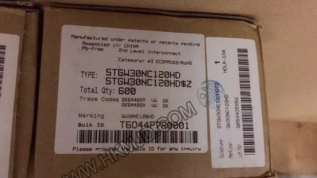 ST TO-247-3 | STGW30NC120HD：N溝道1200 V、30 A超快PowerMESH IGBT