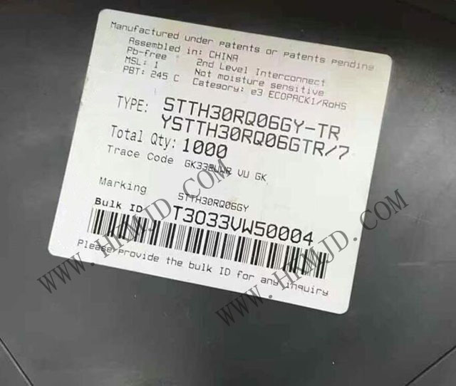 供應(yīng) STTH30RQ06GY 一款汽車級 600V、30A 超快軟恢復(fù)二極管